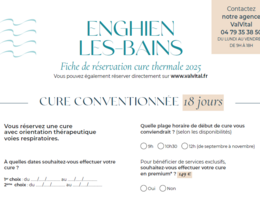 Fiche de réservation Enghien-les-Bains 2025